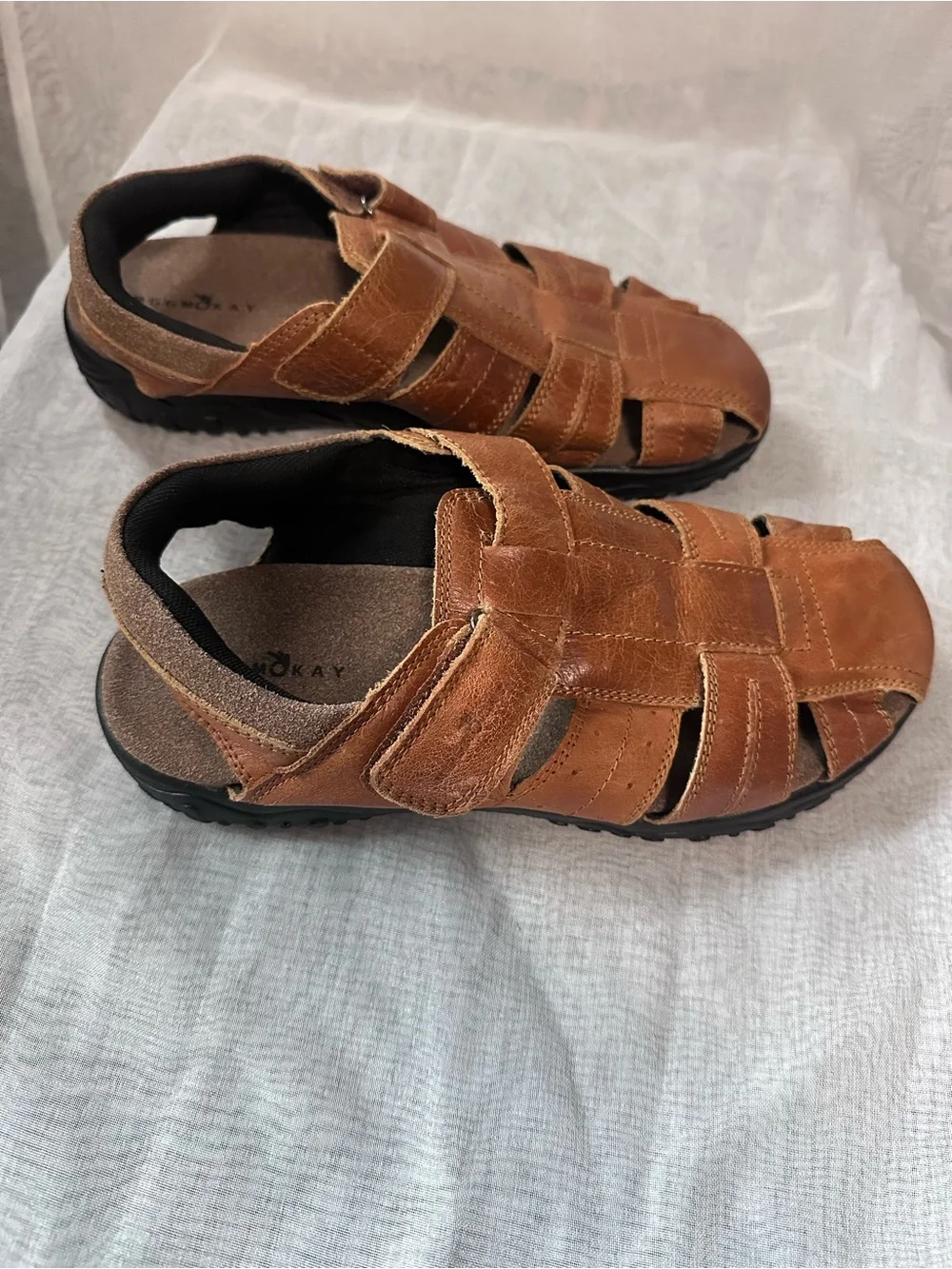 Men's Brown Leather Closed-Toe Sandals 44/11